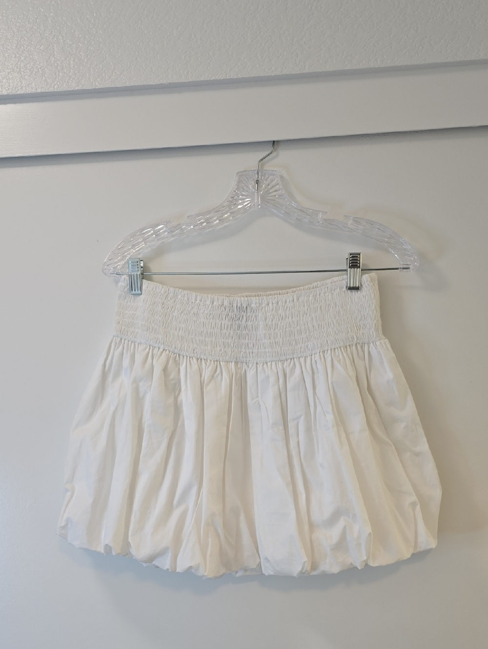 Aqua White Elastic Waist Skirt